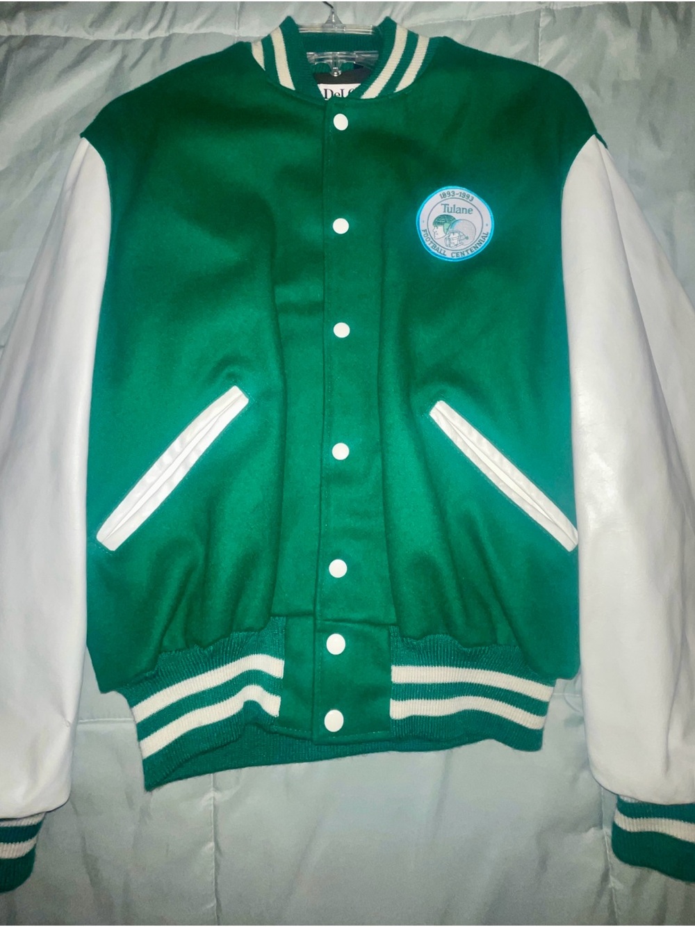 Tula Green and White Kids Letterman Jacket